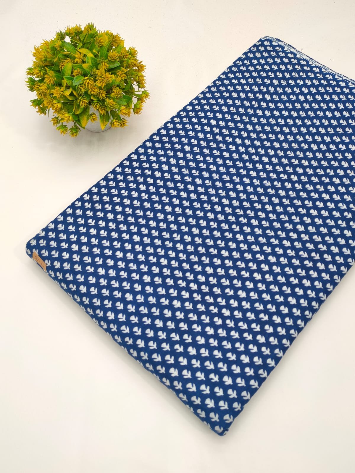 Blue ethnic motif cotton fabric India
