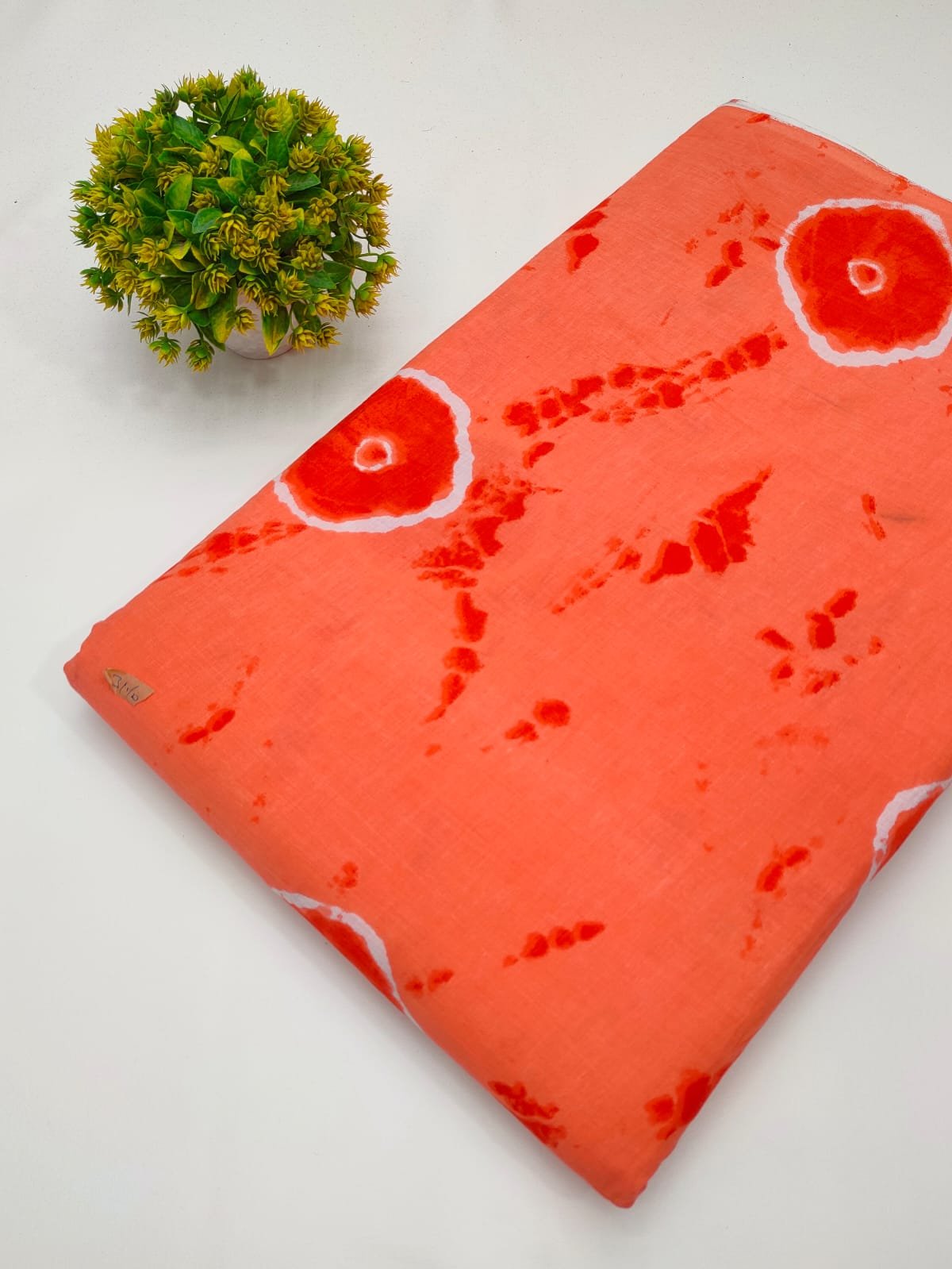 Coral abstract screen print cotton fabric India
