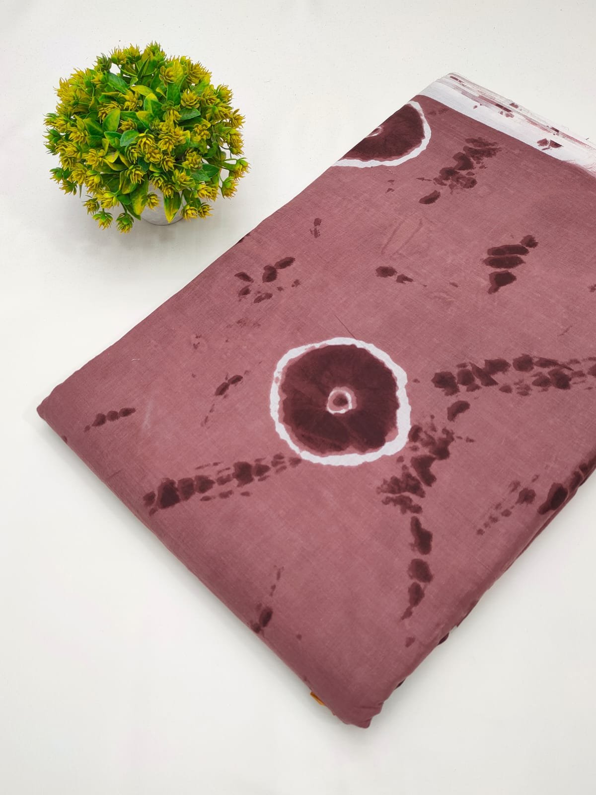 Brown abstract screen print cotton fabric Jaipur