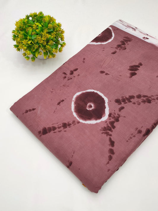 Brown abstract screen print cotton fabric Jaipur