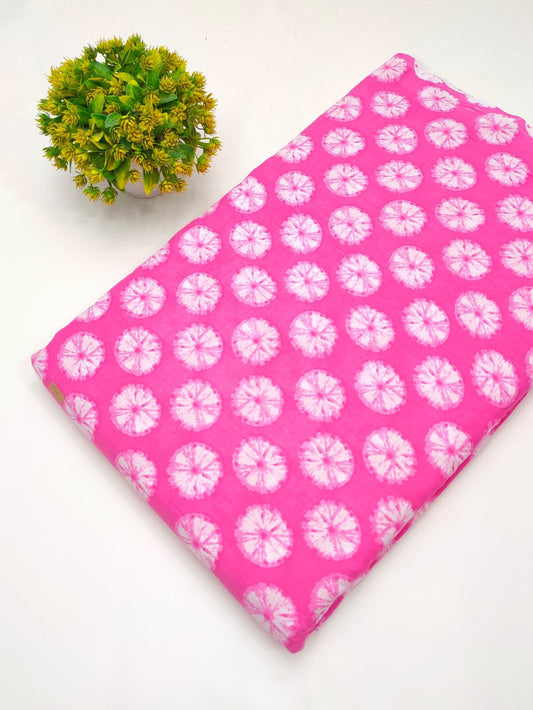 Pink polka dot cotton fabric Jaipur