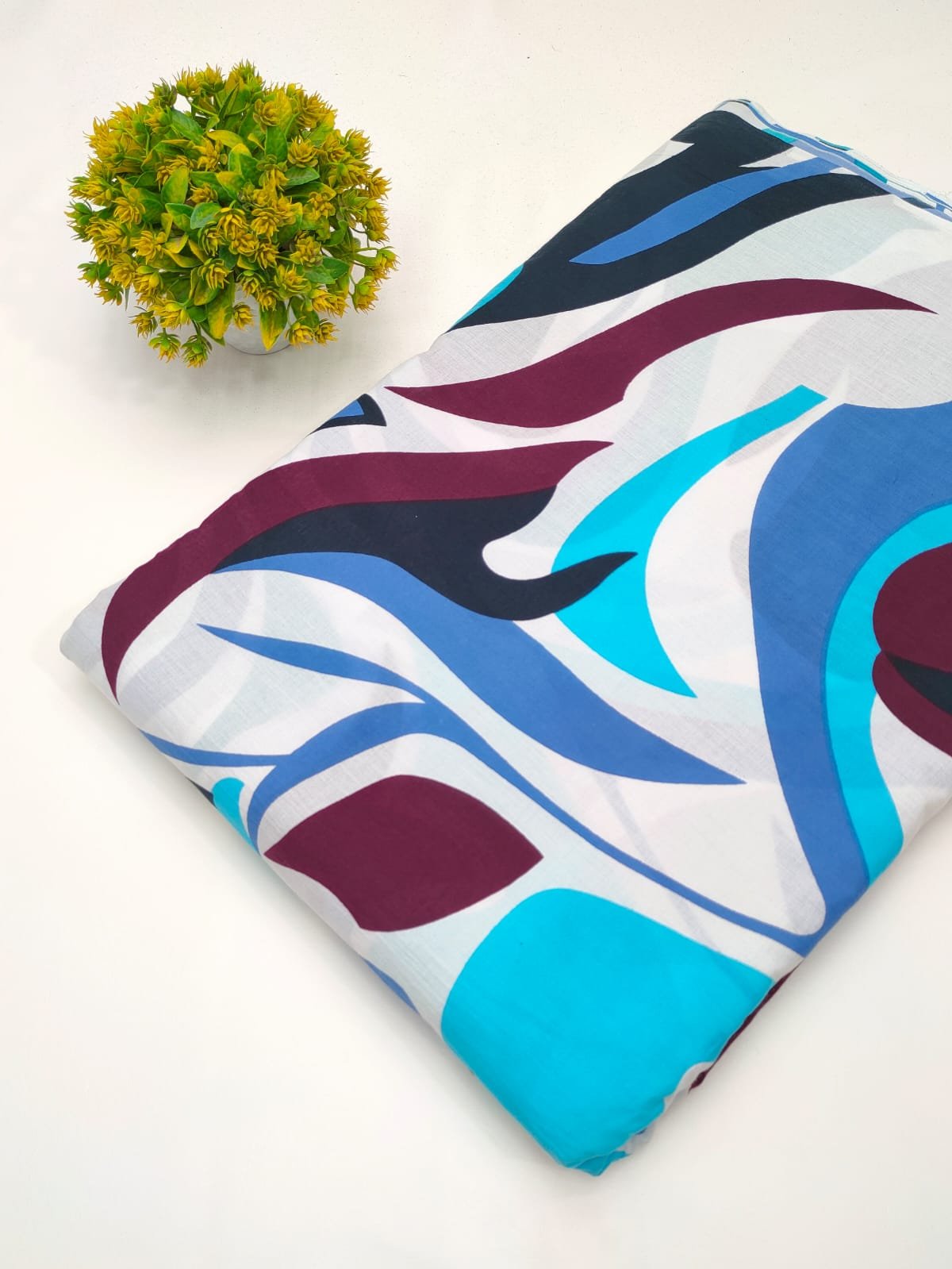 Multicolour abstract screen print cotton fabric