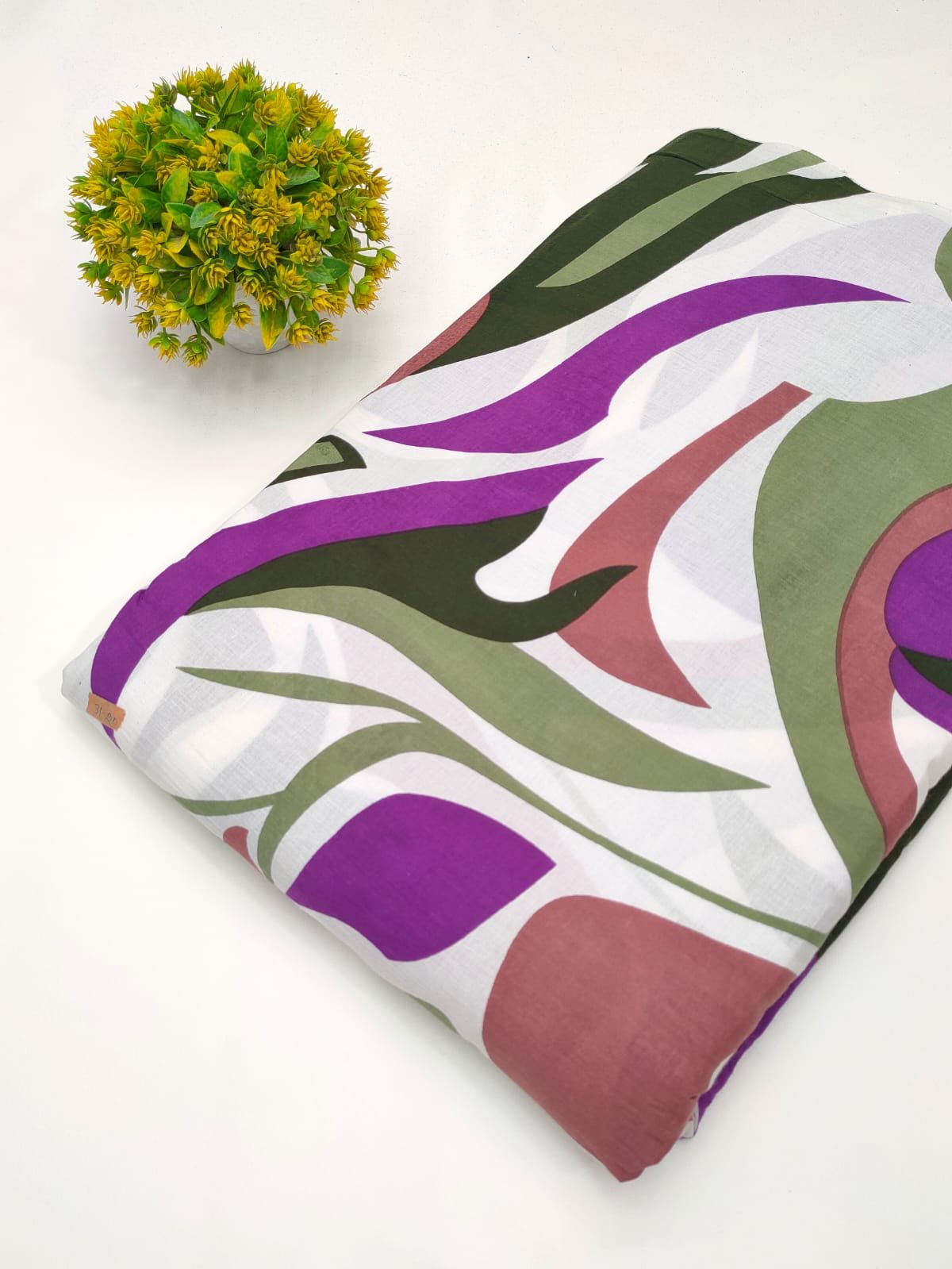 Multicolour floral screen print cotton fabric
