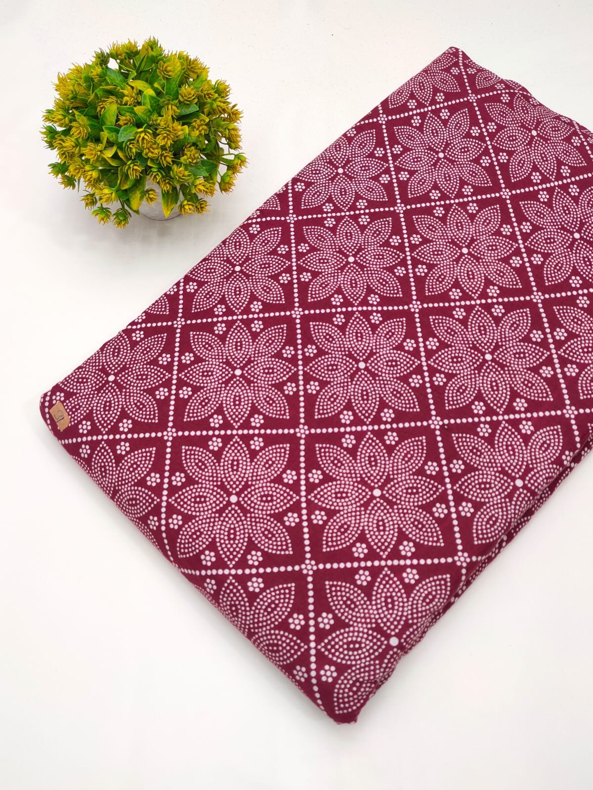 Red paisley screen print cotton fabric Jaipur
