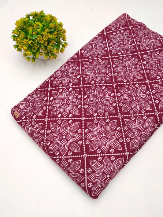 Red paisley screen print cotton fabric Jaipur