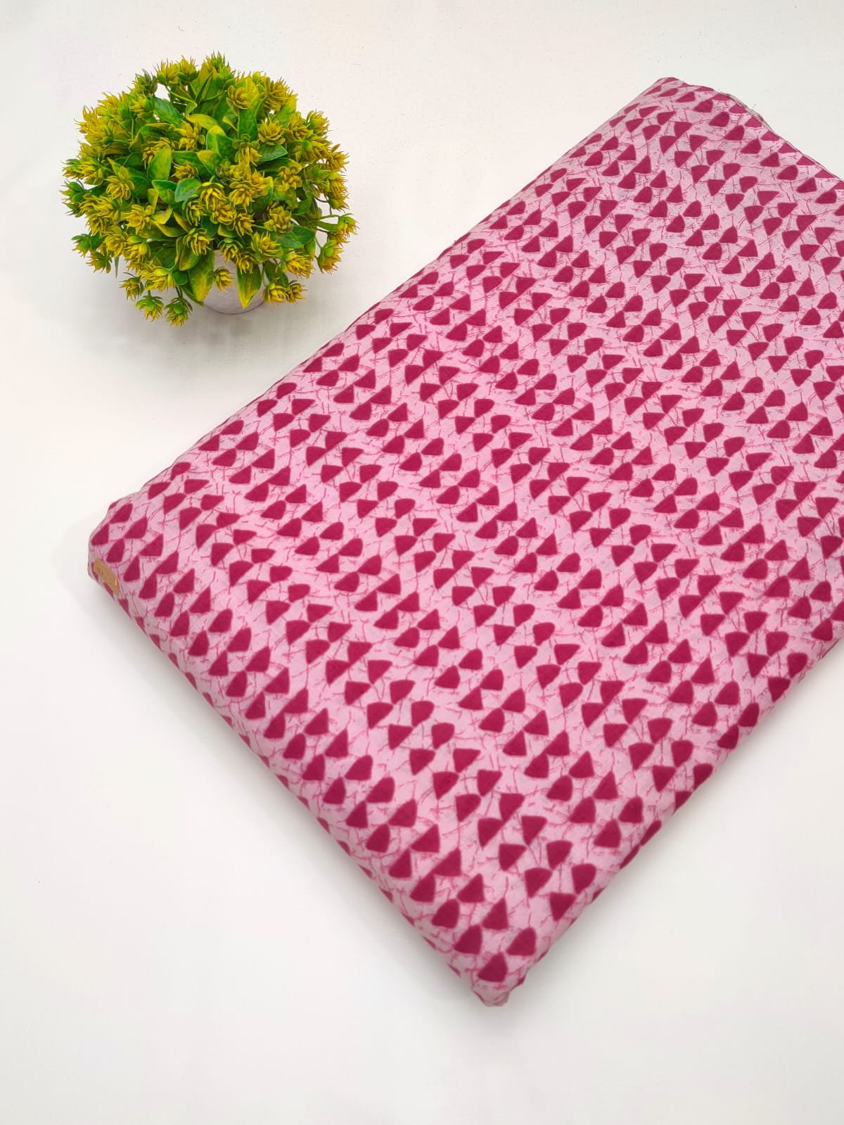 Pink abstract cotton fabric screen print Jaipur