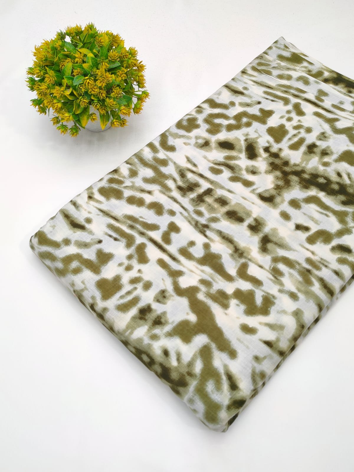 Olive abstract design on cotton fabric India