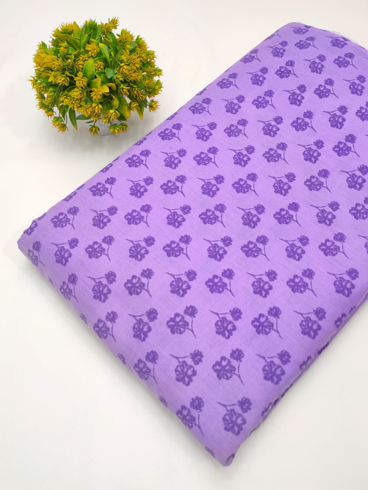 Purple floral cotton fabric screen print Jaipur