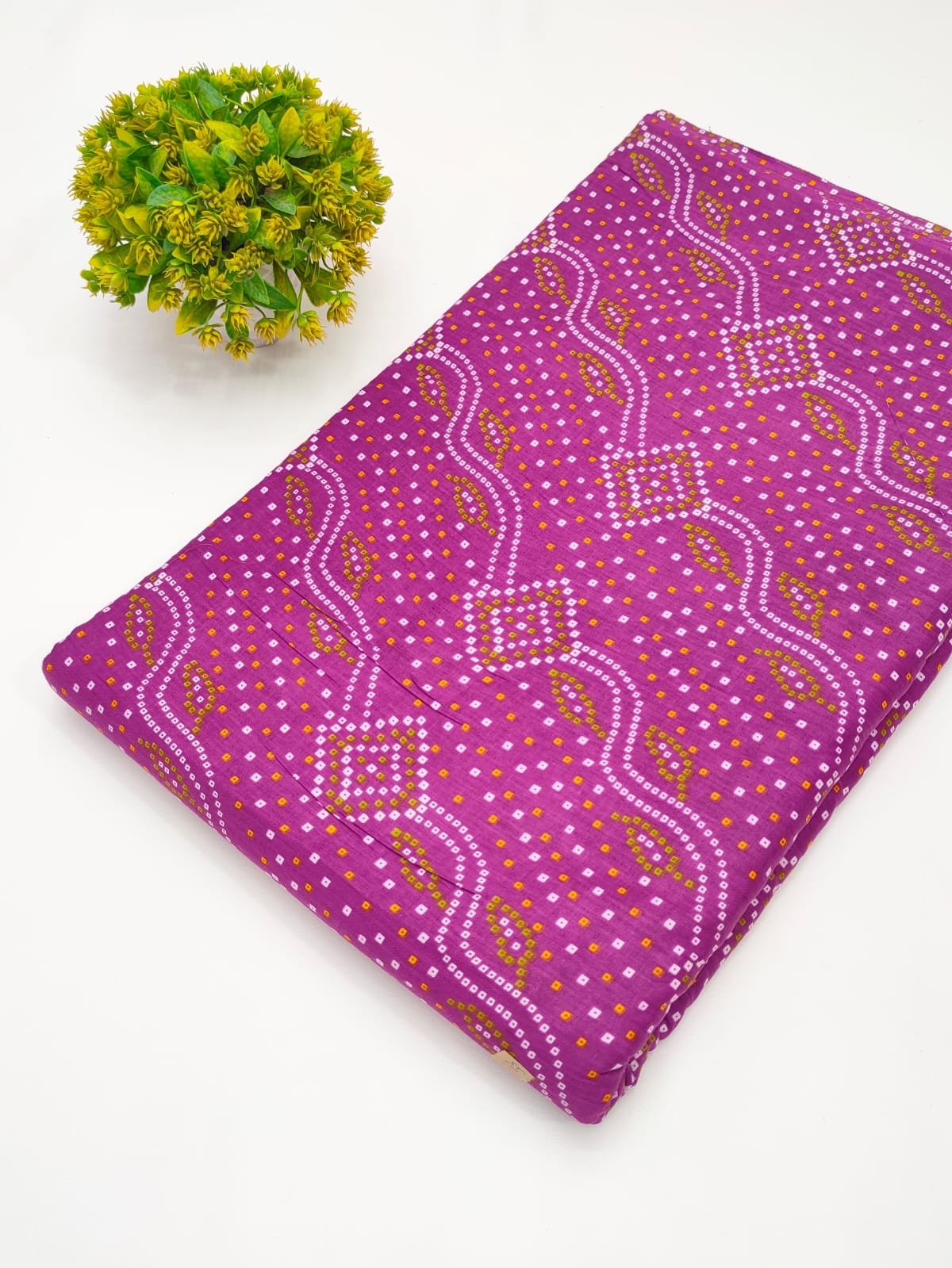 Pink ethnic motif screen print cotton fabric Jaipur