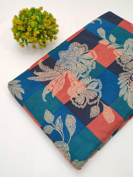 Multicolour geometric Sanganeri cotton fabric Jaipur