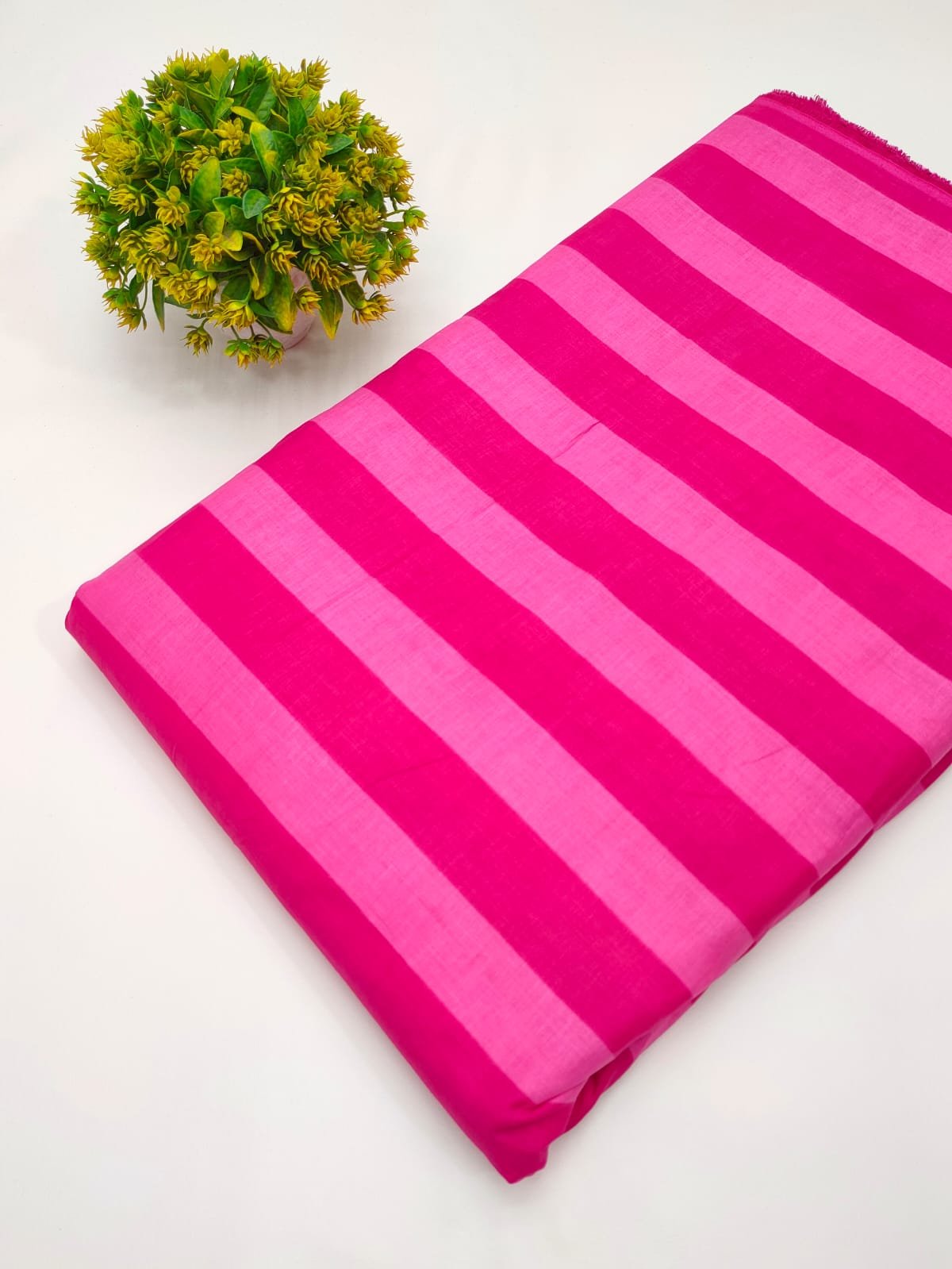 Pink striped pure cotton fabric Jaipur