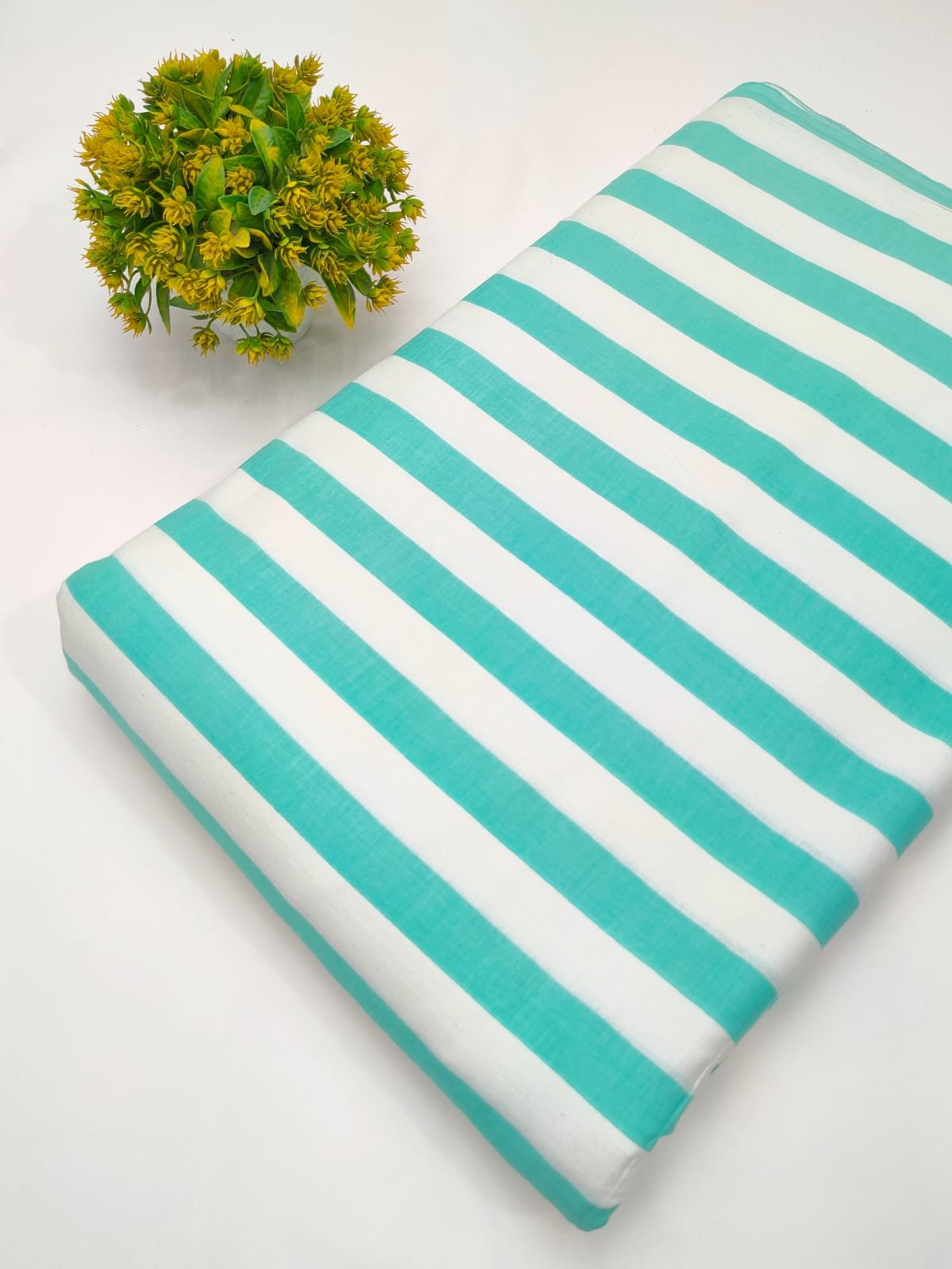 Teal white striped cotton kurti fabric Jaipur