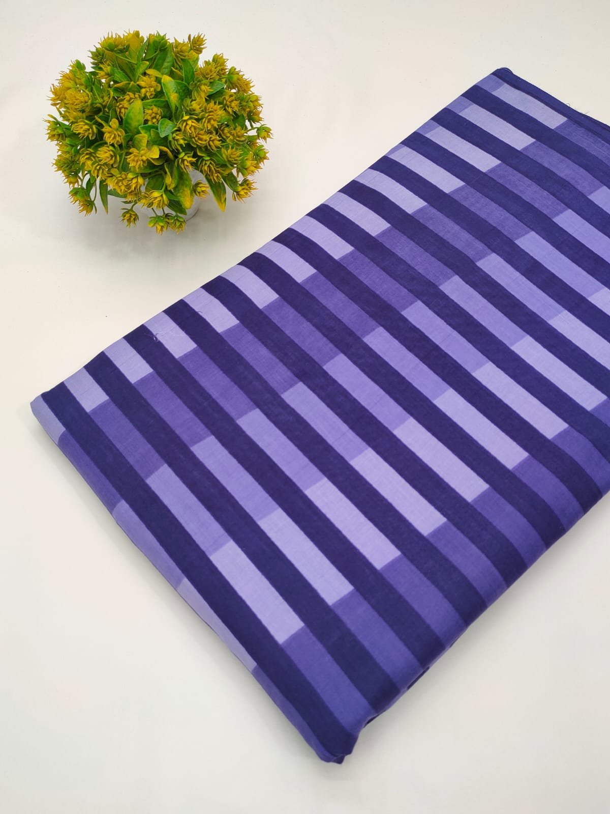 Navy and lavender striped cotton fabric Jaipur