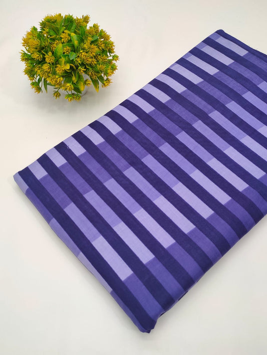 Navy and lavender striped cotton fabric Jaipur