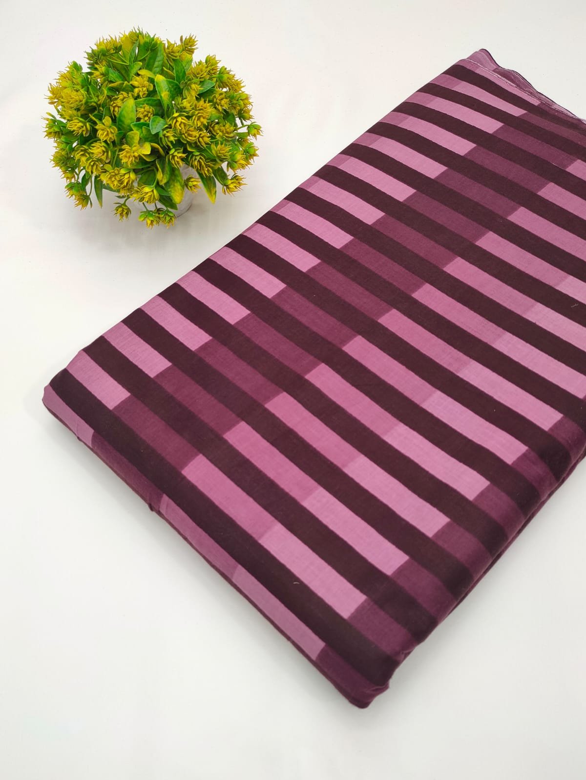 Purple striped screen printed cotton fabric Jaipur
