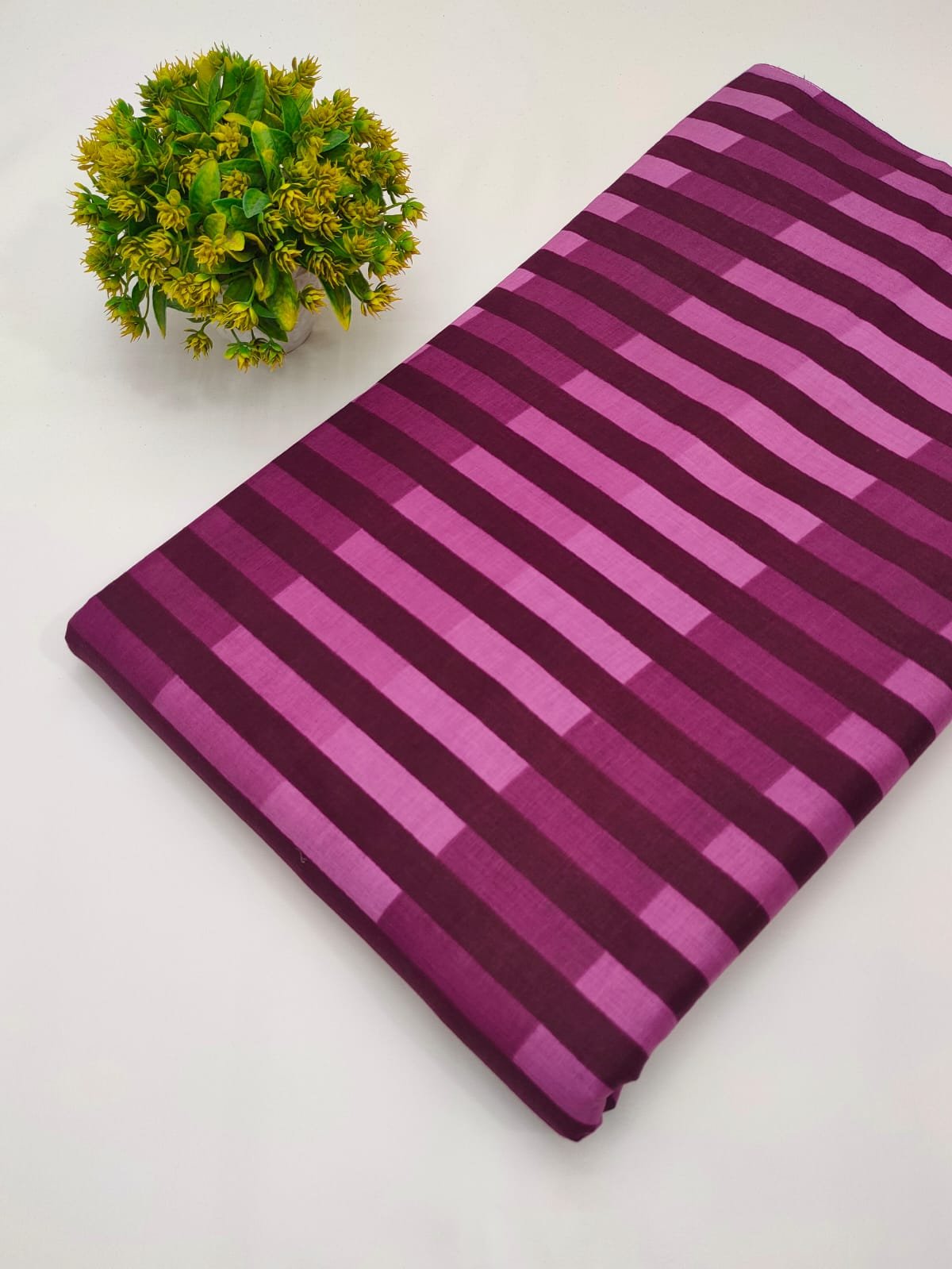 Maroon pink striped cotton fabric India