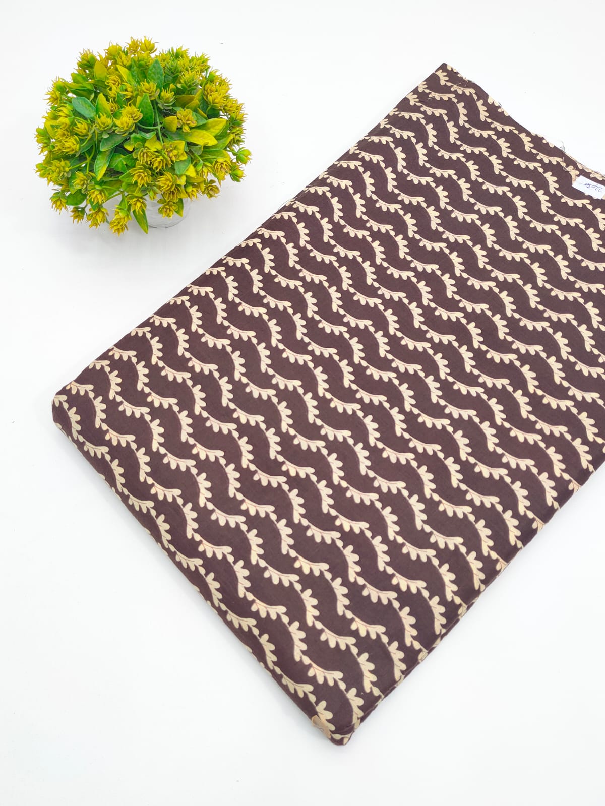 Brown Botanical Vine Screen Print Pure Cotton Fabric - JBRGFD96
