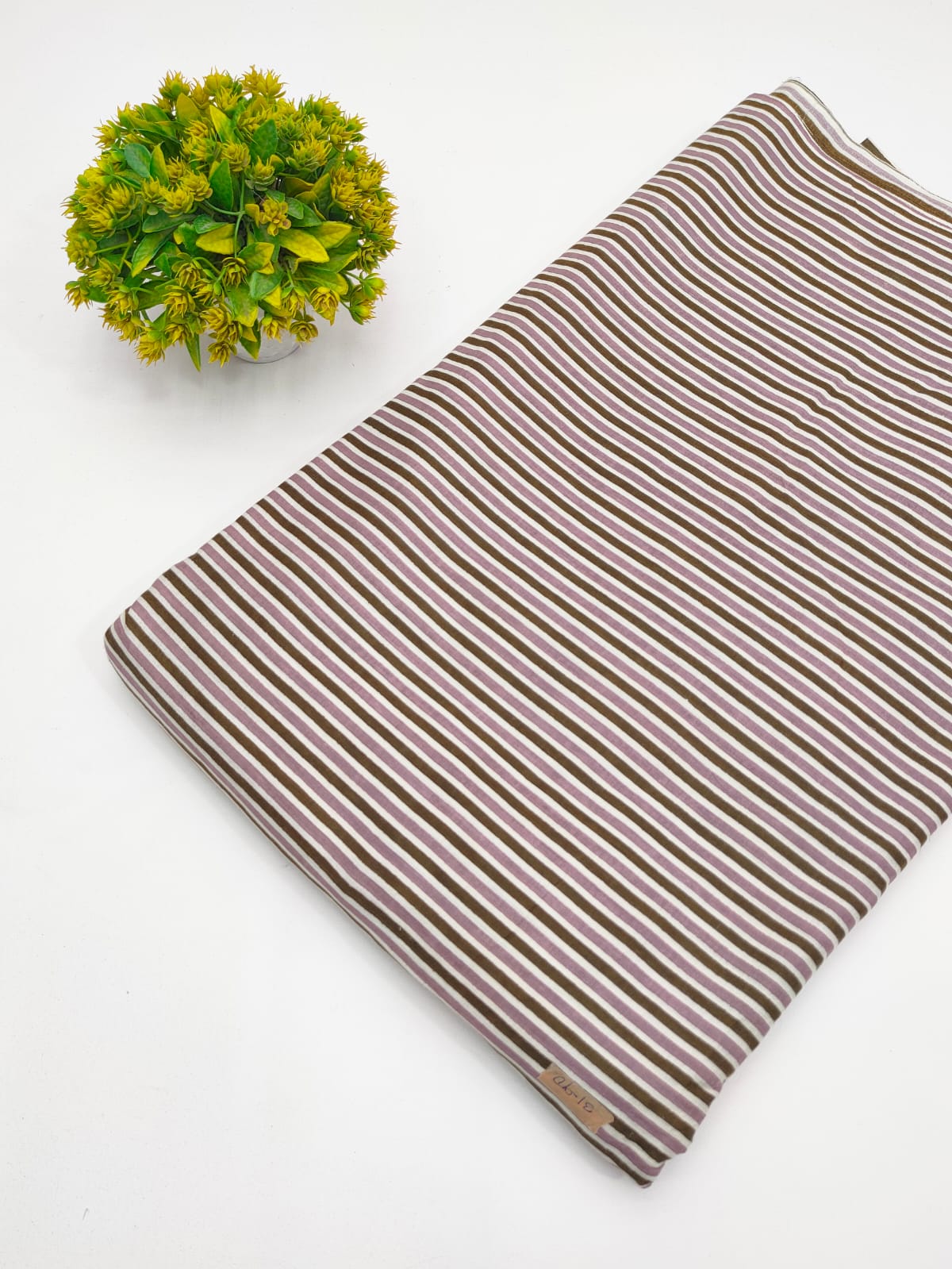 Brown Classic Stripe Screen Print Pure Cotton Fabric - JBRGFD48