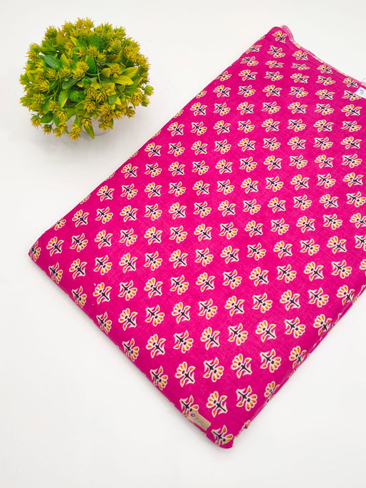 Magenta Booti Screen Print Pure Cotton Fabric - JBRGFD167