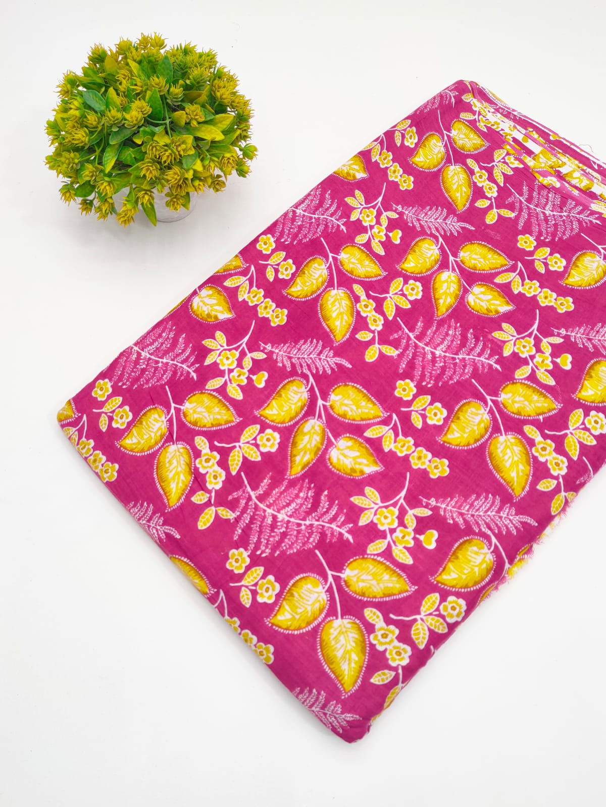 Magenta Botanical Vine Screen Print Pure Cotton Fabric - JBRGFD125