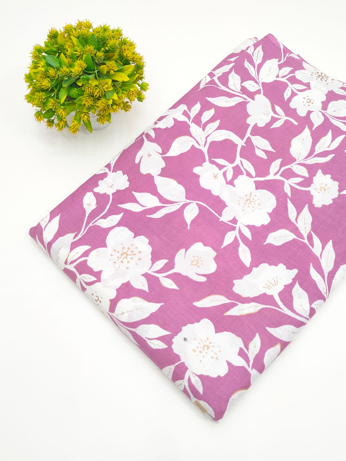 Magenta Botanical Vine Screen Print Pure Cotton Fabric - JBRGFD139