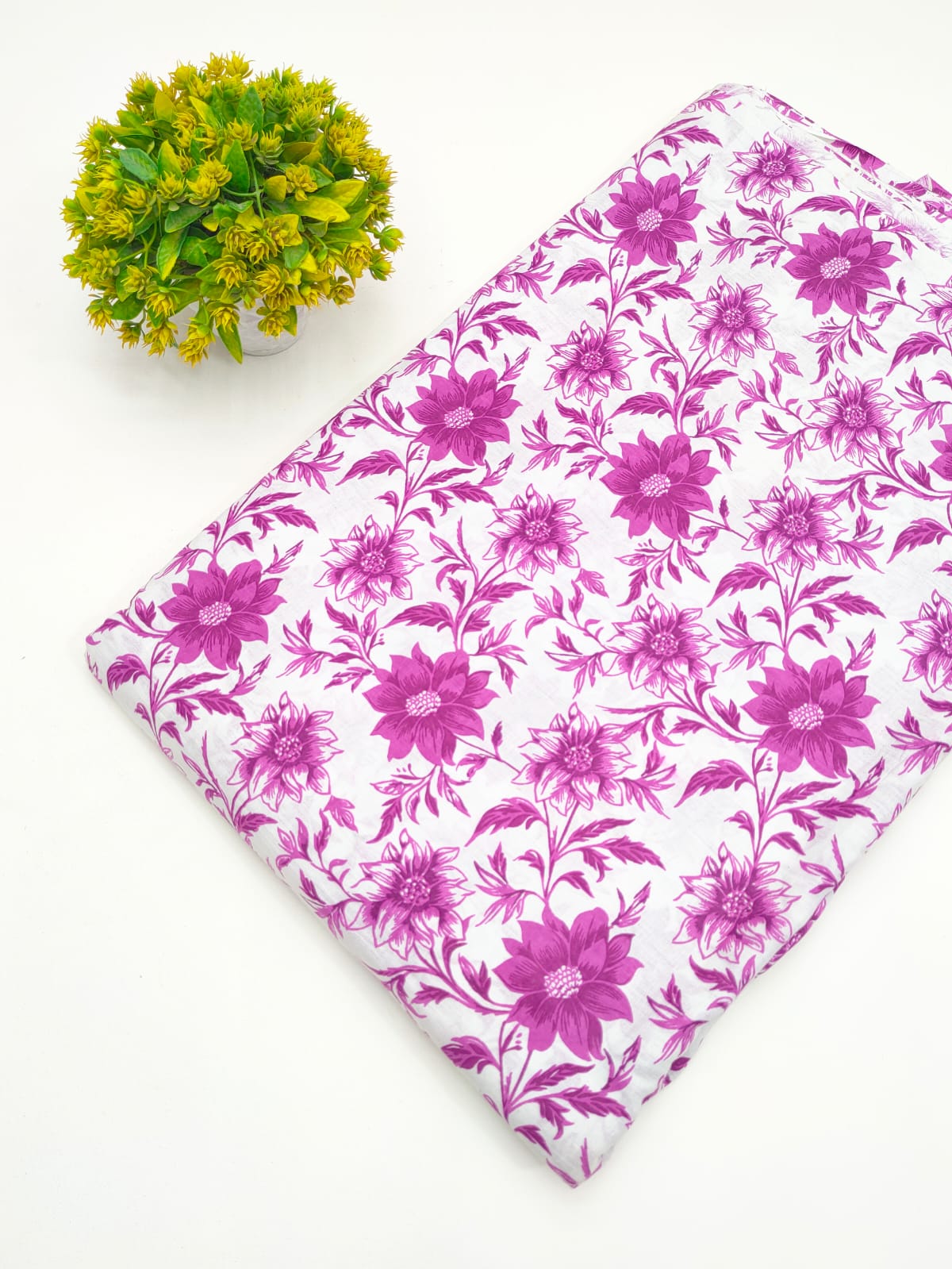 Magenta Pink Floral Jaal Screen Print Pure Cotton Fabric - JBRGFD63