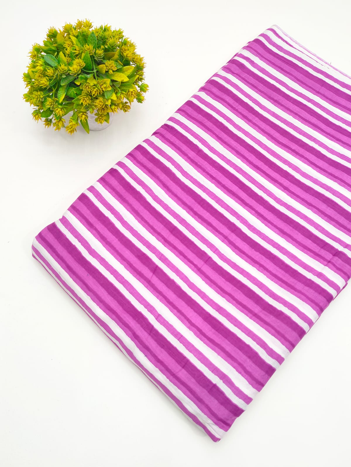 Magenta Stripe Screen Print Pure Cotton Fabric - JBRGFD64
