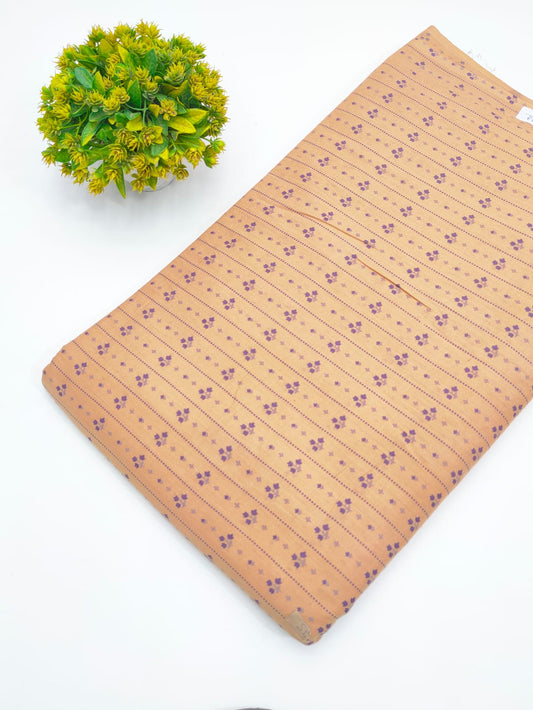 Mustard Yellow Floral Booti Screen Print Pure Cotton Fabric - JBRGFD179