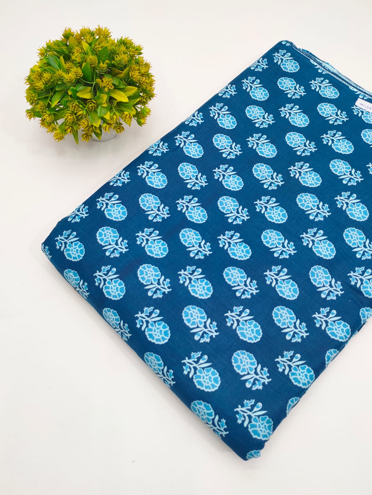 Navy Blue Booti Print Screen Print Pure Cotton Fabric - JBRGFD47