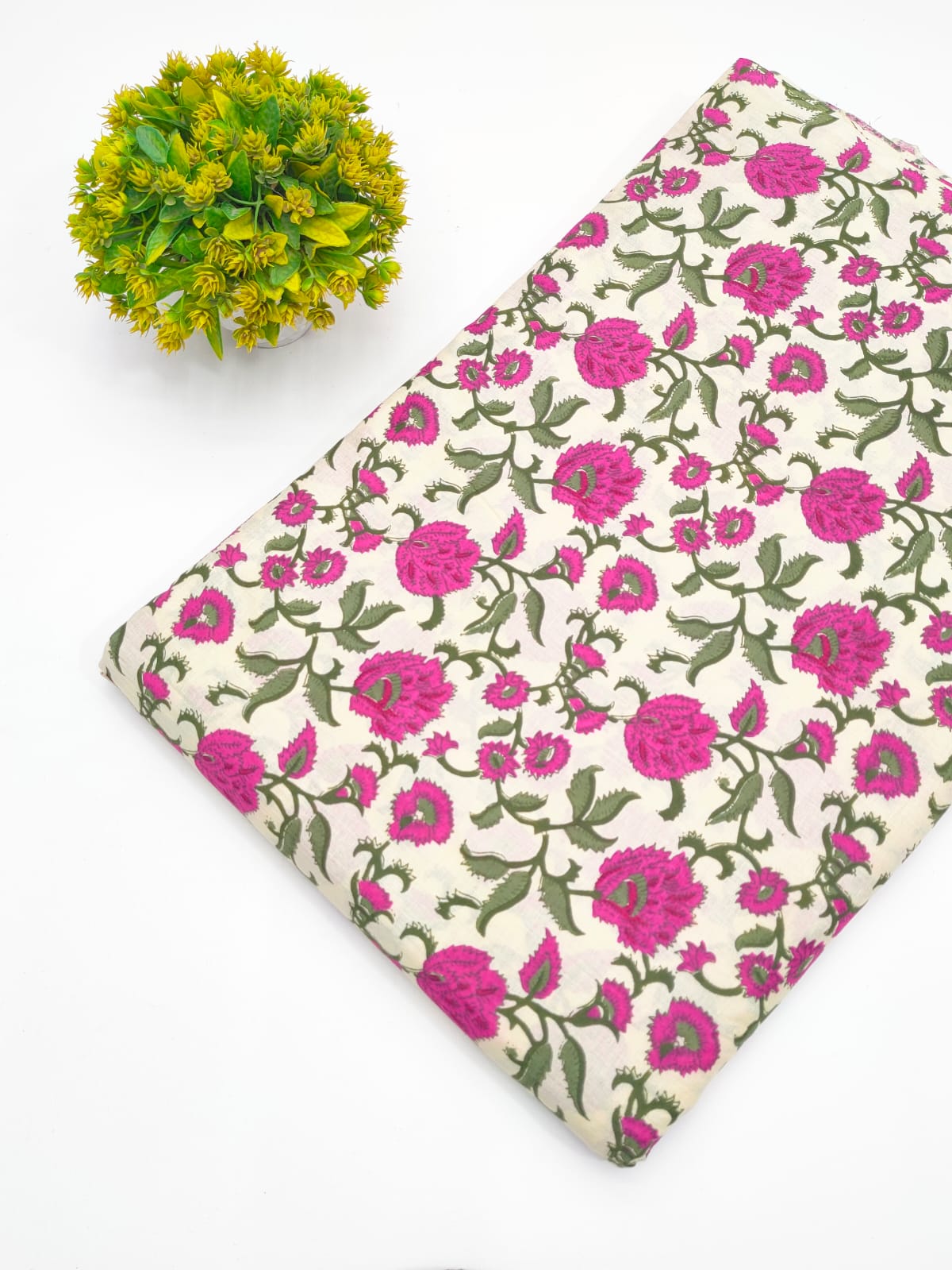 Off-White Botanical Vine Screen Print Pure Cotton Fabric - JBRGFD186