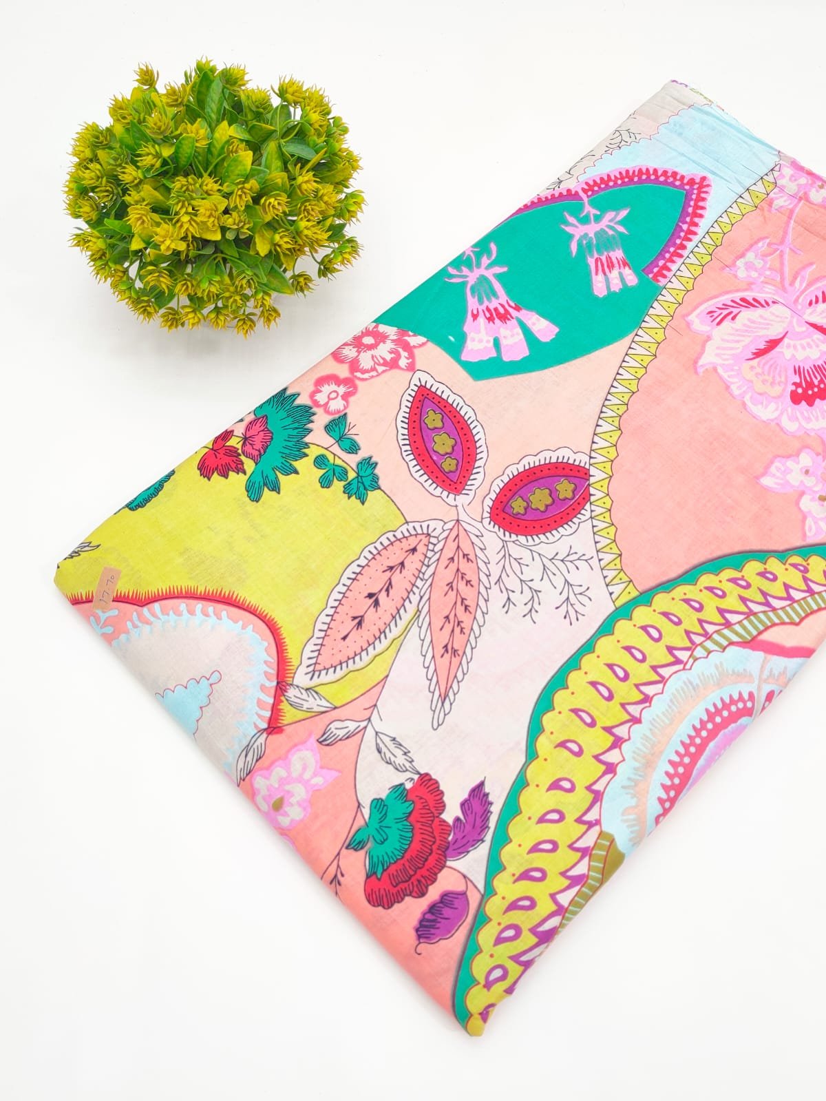 Pastel Floral Screen Print Pure Cotton Fabric