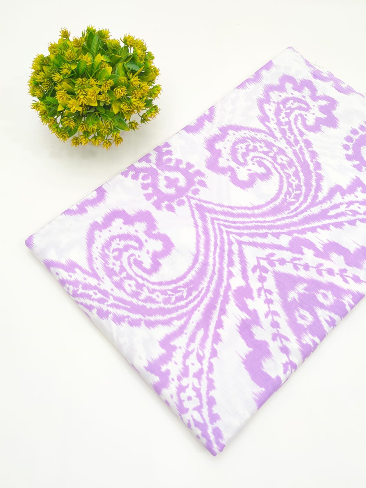 Lavender Paisley Screen Print Pure Cotton Fabric