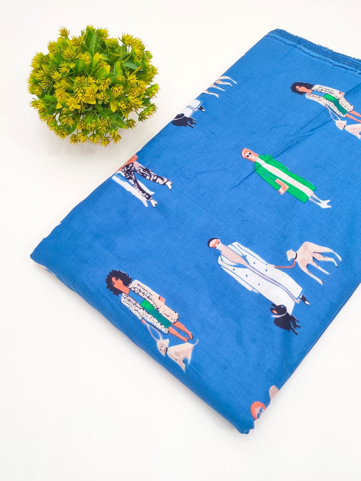 Blue Character Screen Print Pure Cotton Fabric