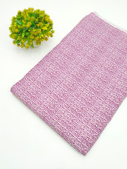 Purple Geometric Print Screen Print Pure Cotton Fabric - JBRGFD143