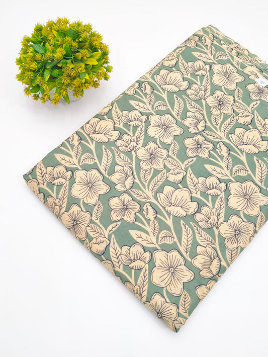 Sage Green Botanical Vine Screen Print Pure Cotton Fabric - JBRGFD175