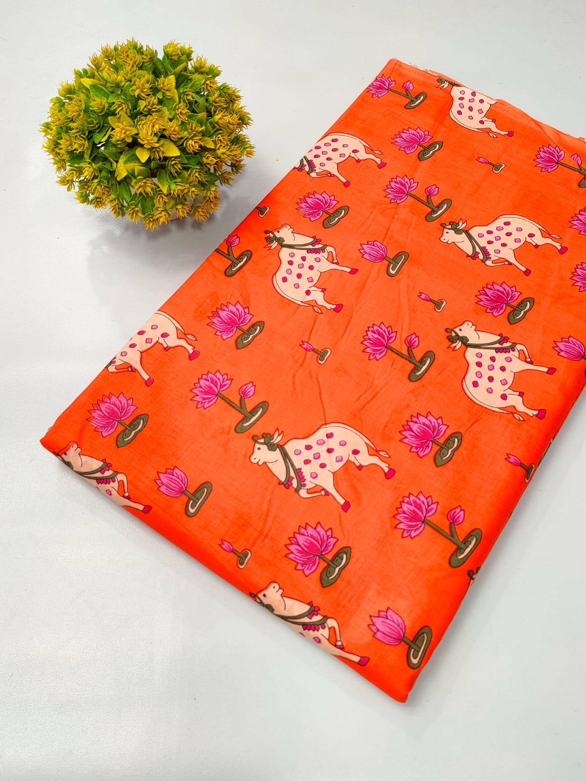 Soft cotton fabric for summer tulsi prints