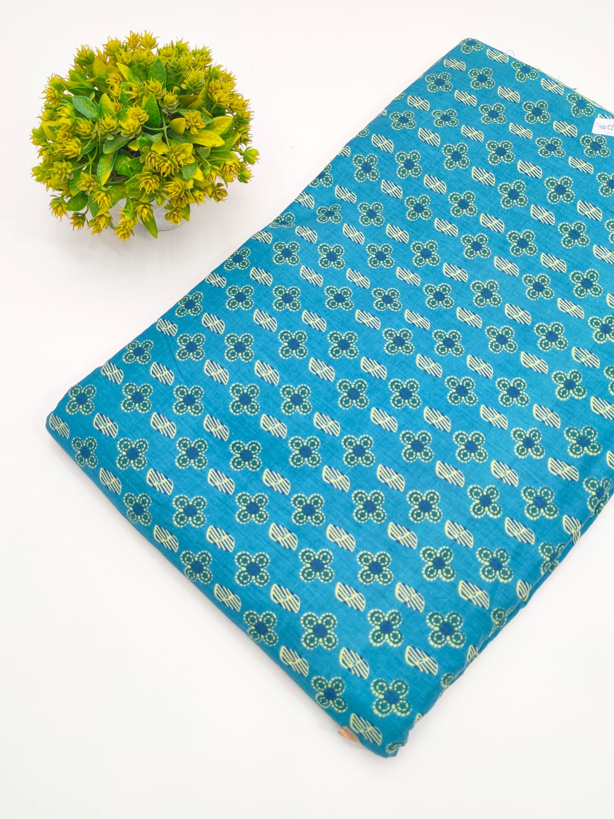 Turquoise Blue Floral Booti Screen Print Pure Cotton Fabric - JBRGFD149