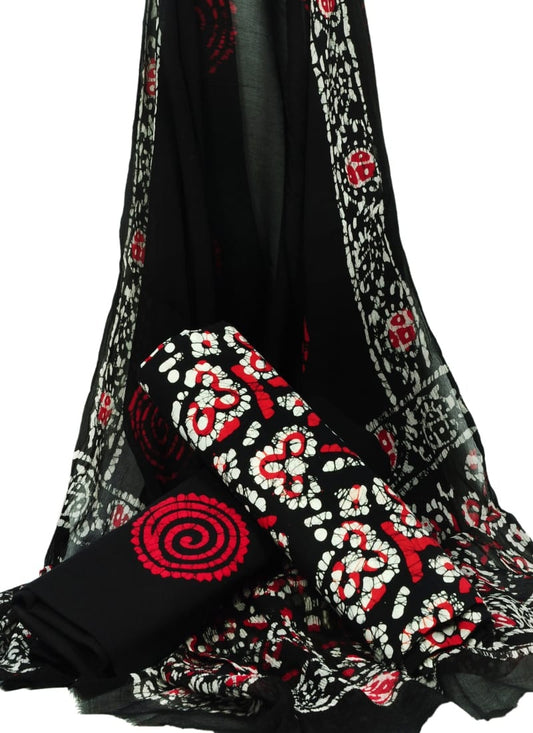 Pure Cotton Hand Block Printed Unstitched Suit With Chiffon Dupatta - JBGC52