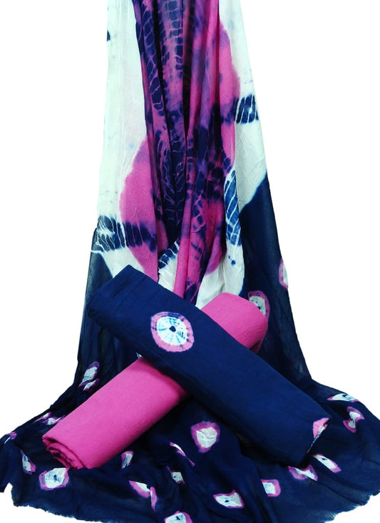 Pure Cotton Hand Block Printed Unstitched Suit With Chiffon Dupatta - JBGC40