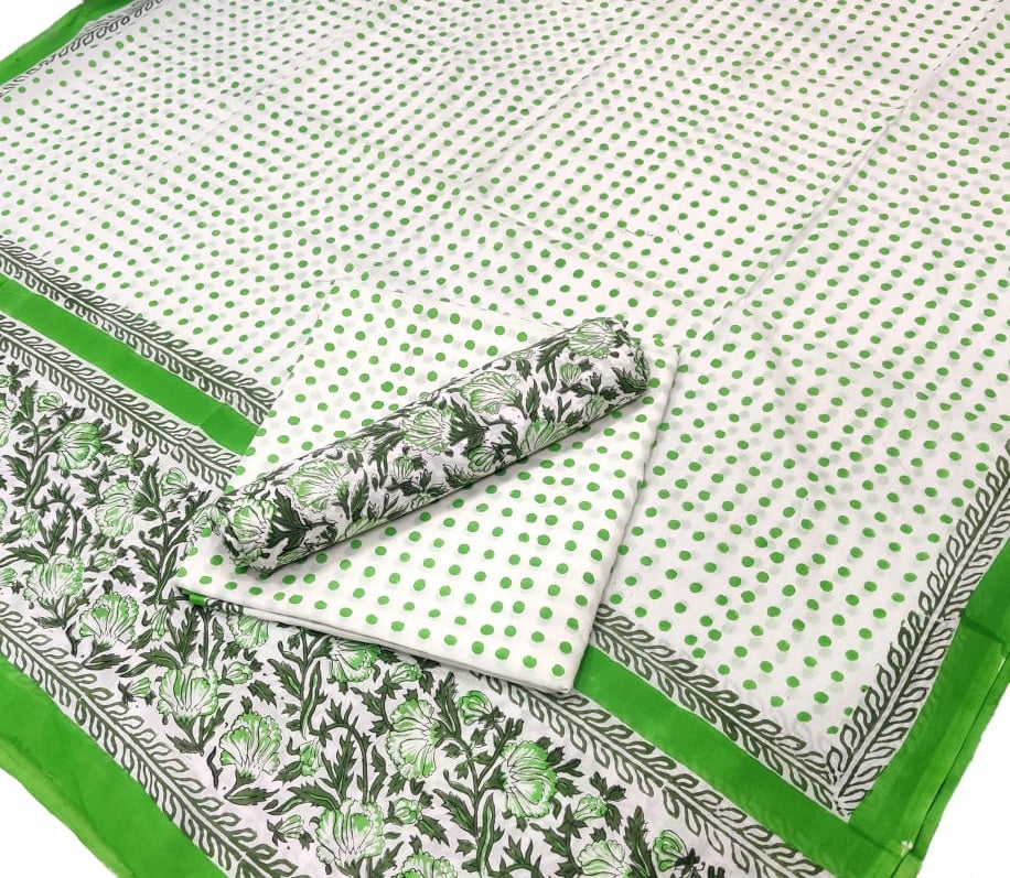 Hand Block Printed Pure Cotton Unstitched Salwar Suit Set With Cotton/Mulmul Dupatta - JBG217