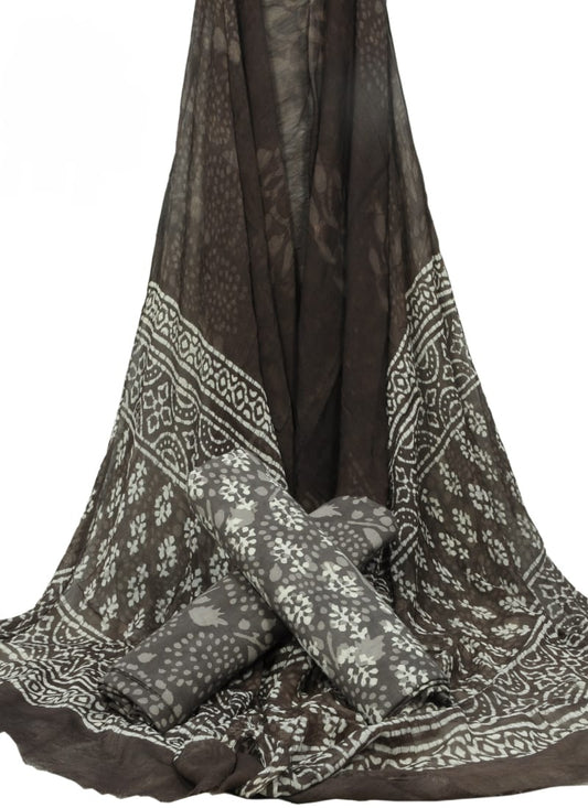 Pure Cotton Hand Block Printed Unstitched Suit With Chiffon Dupatta - JBGC140