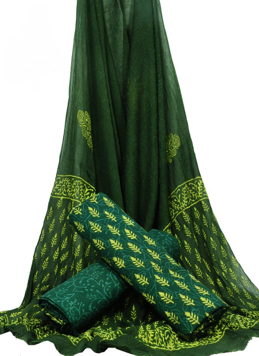 Pure Cotton Hand Block Printed Unstitched Suit With Chiffon Dupatta - JBGC131