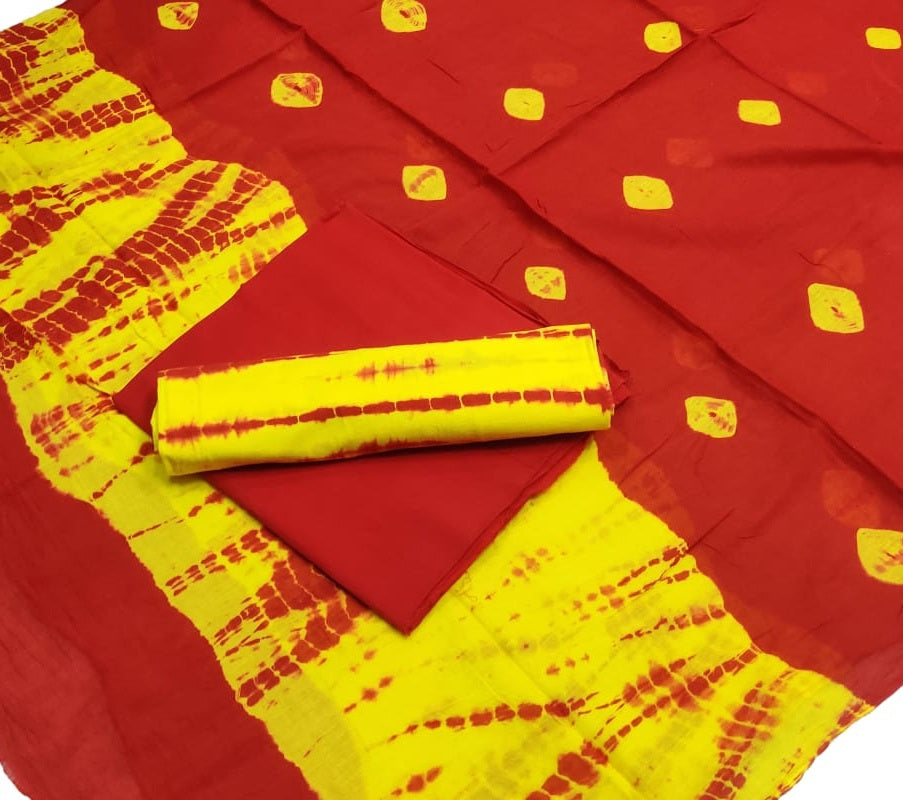 Hand Block Cotton Unstitched Salwar Suit With Cotton/Mulmul Dupatta - JBG190