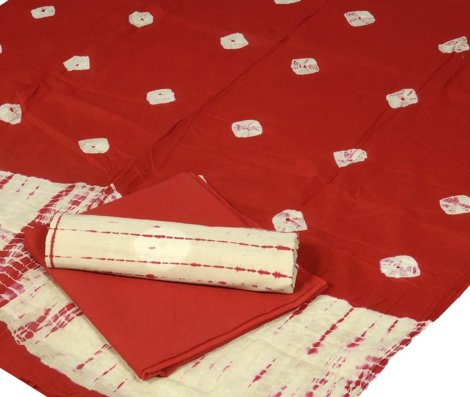Pure Cotton Hand Block Printed Unstitched Salwar Suit Set With Cotton/Mulmul Dupatta - JBG182