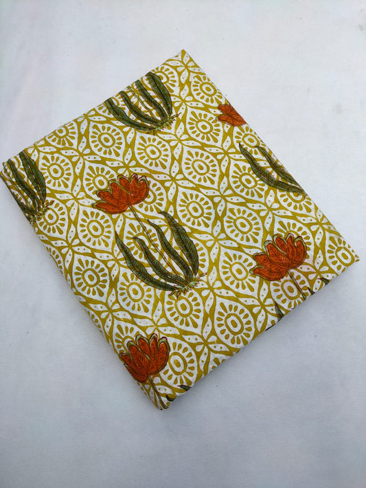 Bagru Pure Cotton Hand Block Fabric - JBRBK682