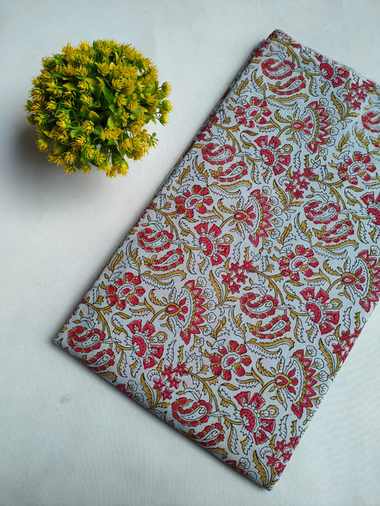 Hand Block Printed Pure Cotton Fabric - JBRFBK44