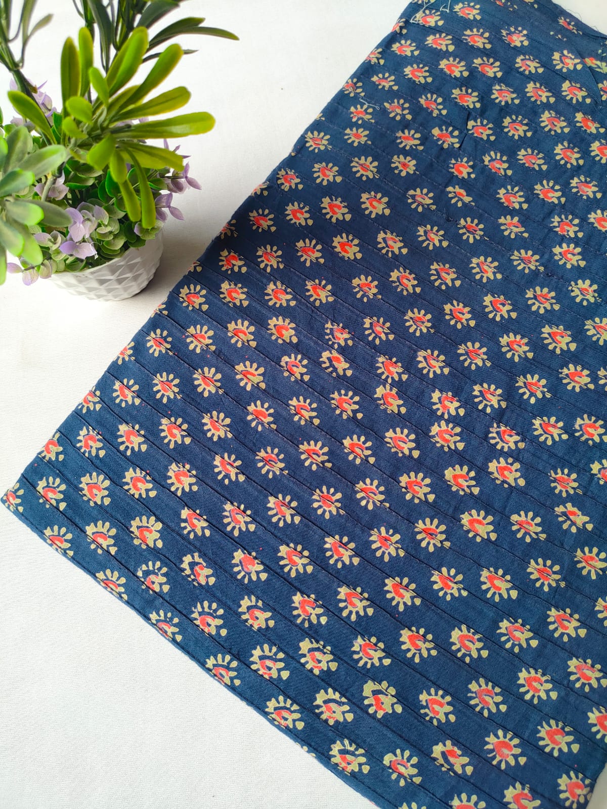 pin tuck cotton hand block fabric