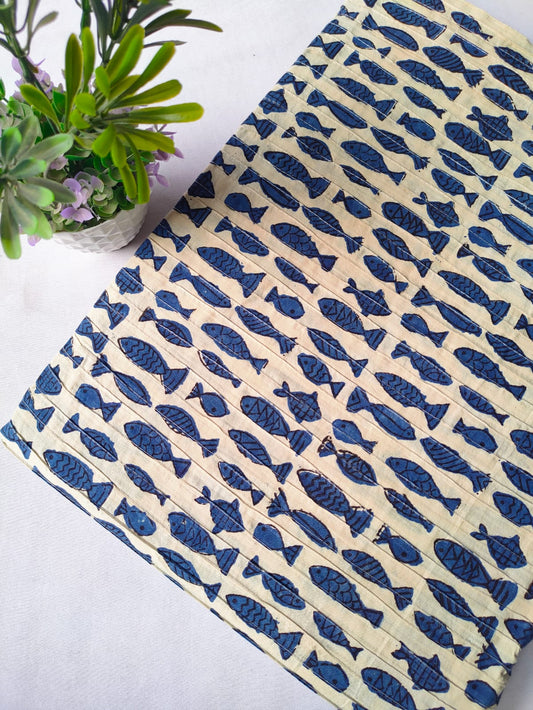 pin tuck cotton hand block fabric