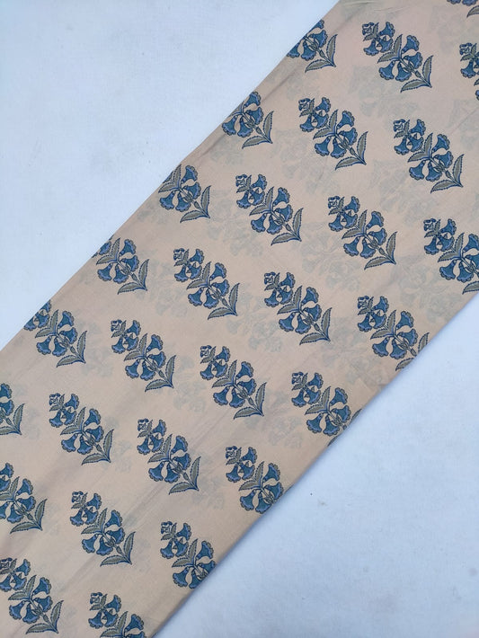 Hand Block Printed Pure Cotton Fabric In Running Length - JBRS269