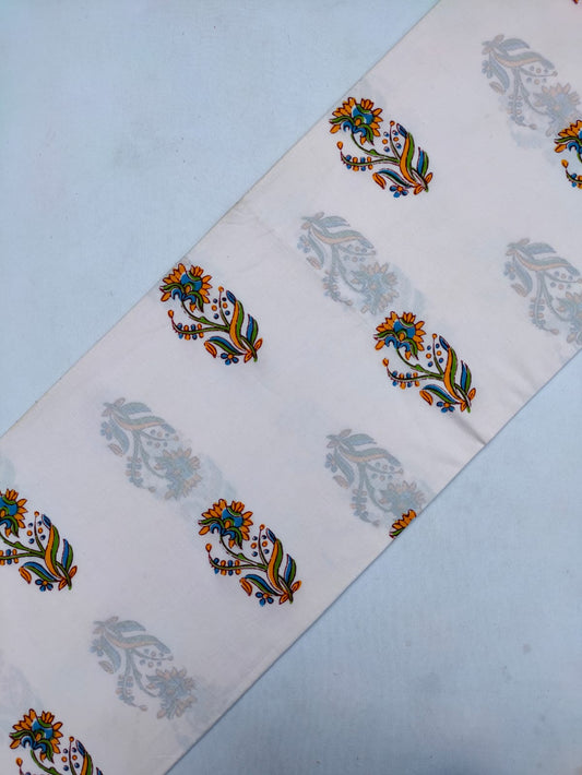 Jaipuri Pure Cotton Hand Block Printed Fabric In Running Length - JBRS272